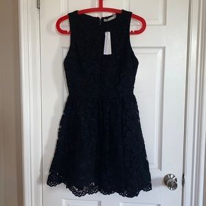 Alice + Olivia Black Ginger Lace Skater Dress
